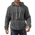 thumbnail image 7 of Mens Fuzzy Sherpa Lined Hoodie Pullover Sweatshirts Long Sleeve Winter Hooded Thermal Casual Outerwear With Pocket, 7 of 7