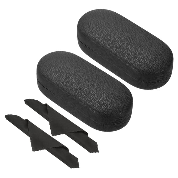 Estuche duro para gafas Uxcell, paquete de 2, estuche grande de cuero PU, organizador de gafas de sol con grano de lichi, negro