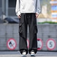 thumbnail image 2 of Cargo Pants for Men, Solid Color Pocket Elastic Waist Casual Fashion Trousers for Spring Summer, 2 of 5