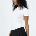 thumbnail image 2 of Women's Casual Basic Going Out Crop Tops Slim Fit Short Sleeve Crew Neck Tight T Shirts, 2 of 3