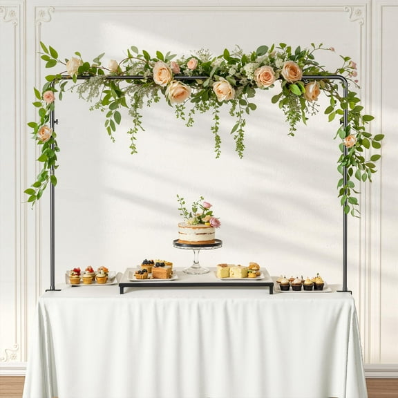 Niffgaff Over The Table Rod Stand with Clamps for Balloons, Flowers, and Decorations – Perfect for Weddings, Parties, and Celebrations – 33” to 93” Length, 13” to 55” Height, Black