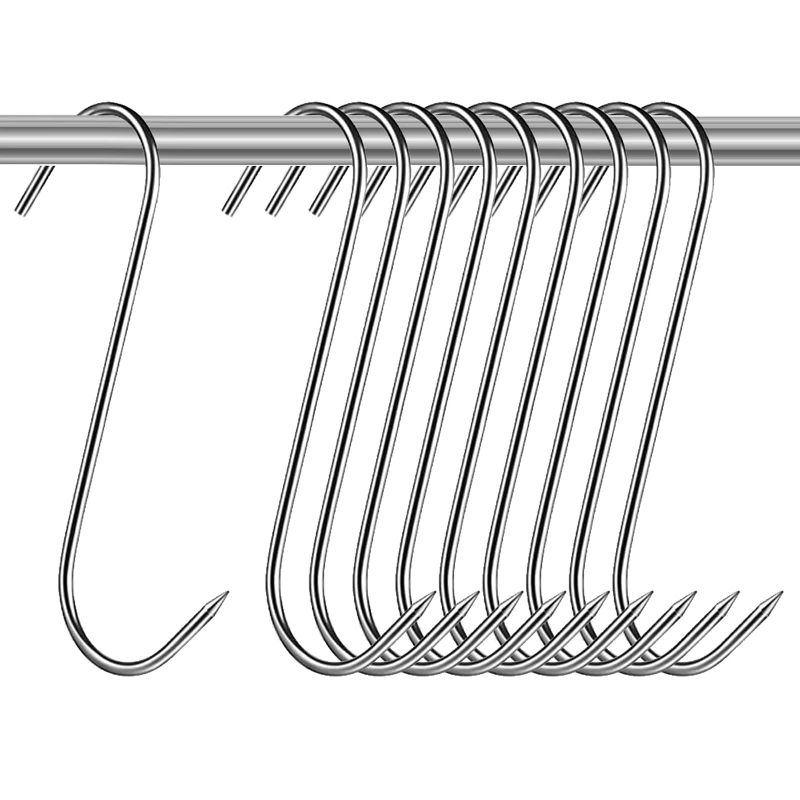 XUANYI Pack Of 10 Meat Hooks, Stainless Steel Meat Hooks, Smoking Hooks