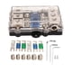 thumbnail image 1 of Portafusibles ANL de 3 entradas y 3 salidas con 6 fusibles Bloque de fusibles de aleación de zinc niquelado para circuito de CC de automóvil, autocaravana y yate, 1 of 10