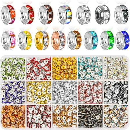 8mm Rondelle Spacer Beads, 900 Pieces, Multicolor Crystal Glass Jewelry Accessories for Jewelry Making
