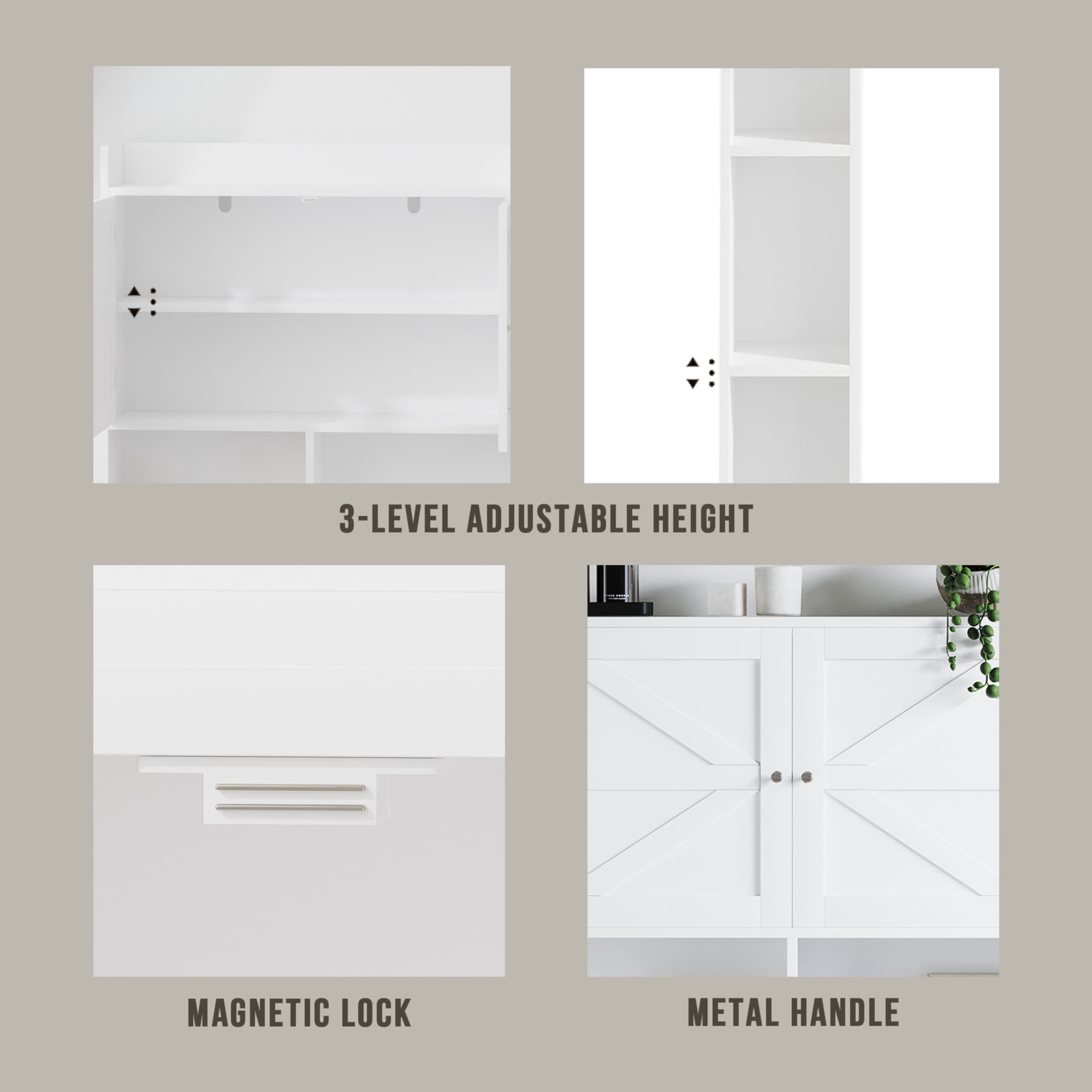 Noble House Over-The-Toilet Storage Cabinet, Bathroom Space Saver with Double Doors and Adjustable Shelf, White