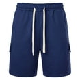thumbnail image 5 of MIXUE Mens Shorts Summer Solid Color Cargo Casual Lightweight Outdoor Work Cargo Pockets Mens Workout Shorts Activewear,Blue,L, 5 of 6
