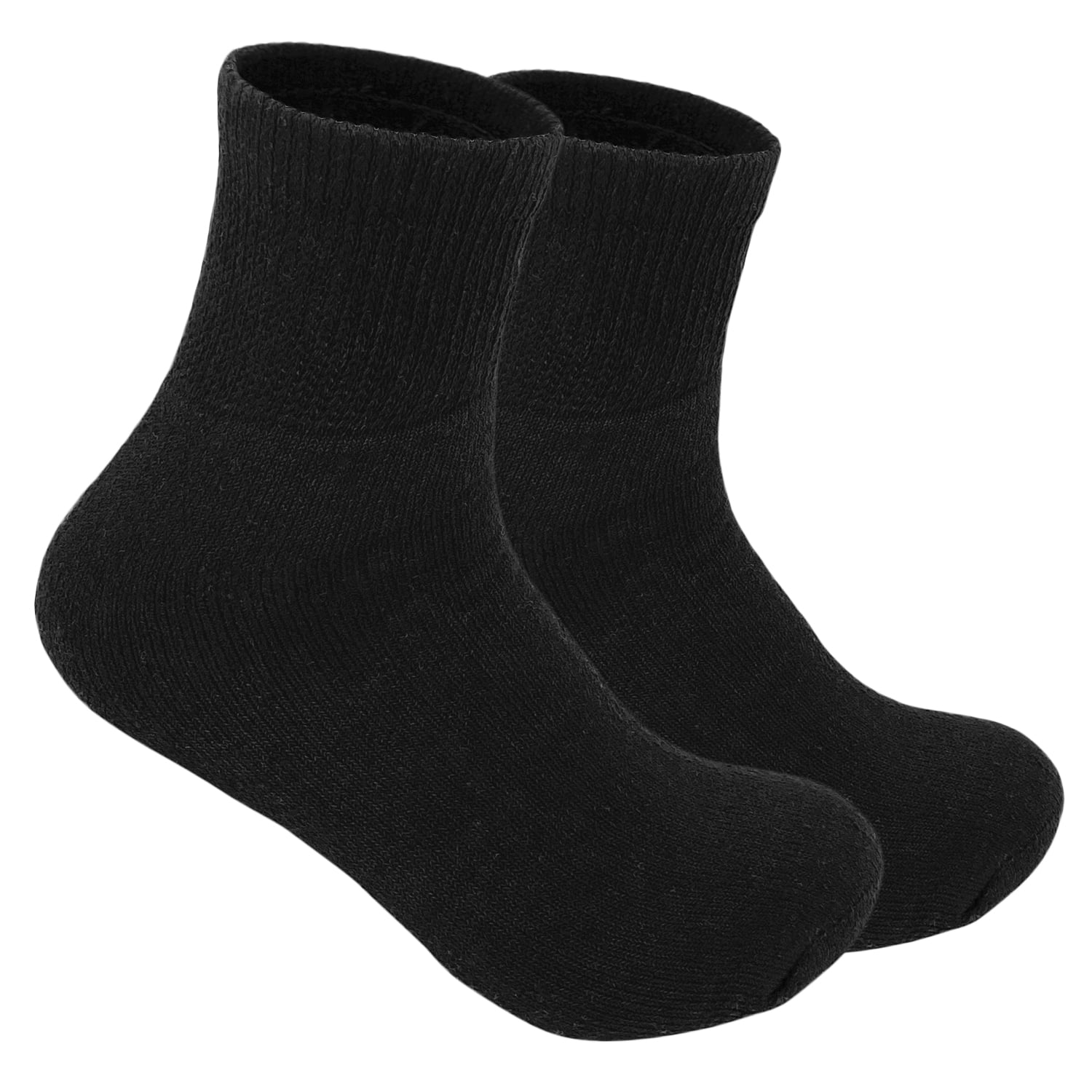 Glory Max 3 Pairs Men's Women's Diabetic Circulatory Ankle Quarter Black Cotton Socks Size 13-15