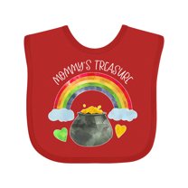 Inktastic Mommy's Treasure St. Patrick's Day Rainbow and Gold Boys or Girls Baby Bib