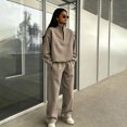 thumbnail image 2 of Sweatsuits 2 Piece Set for Women Half Zip Stand Collar Sweatsuits Long Sleeve Sweatshirt & Straight Leg Pants Sports Casual Winter Tracksuit Camel XXXL, 2 of 5