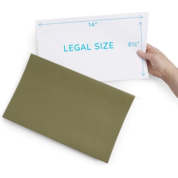 Legal Size Hanging File Folders, 25 Pack