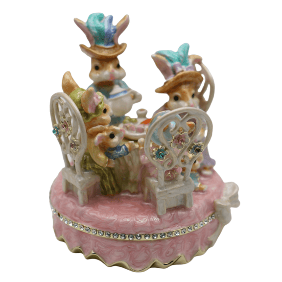 European Hand Painted Enamel Easter Rabbit party Trinket Box, Hinged Jewelry Box Jewelry Organizer, Home Decor,birthday gift