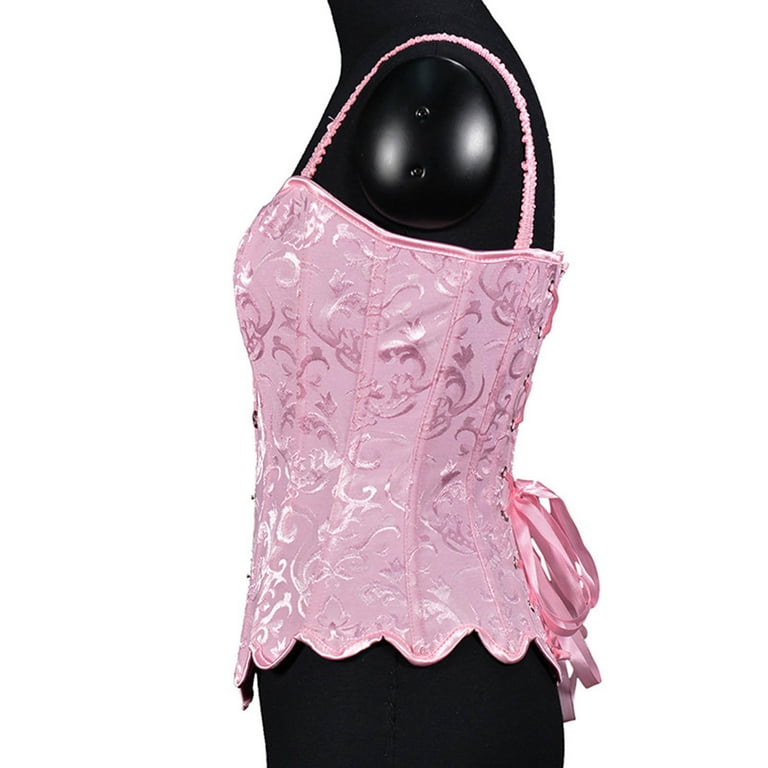 Savings Clearance 2024! Funicet Women's Lace Up Boned Underbust Waist  Trainer Corset Pink 3XL 