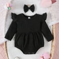 thumbnail image 2 of Sngxgn Baby Girl Outfit Print Sweatshirt Romper Long Sleeve Bubble Bodysuit(Black,12M), 2 of 6
