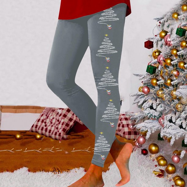 WILLBEST Pantalones Casuales elegantes para Mujer: Leggings de Cintura Alta con Estampado Navideño para Levantamiento de Pesas, Yoga y Uso Diario. Chica