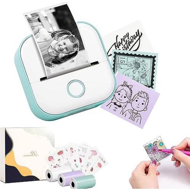 EIGTHTAIL Print Pod Print Pods Mini Printer Pocket Mini Printer Mini Pocket Sticker Printer Inkless Sticker Printer for DIY Scrapbook Fast Printing Portable Mini Thermal Printer (Full