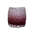 thumbnail image 4 of Blotona Women Sexy Belly Skirt Sequined Fringe Miniskirt with Waist Straps, 4 of 9