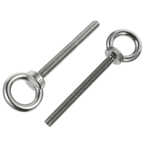 FRCOLOR 2pcs Sturdy Long Ring Screws Stainless Steel Lifting Eyebolts Accessories