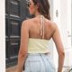 thumbnail image 3 of Camiseta sin mangas con cuello halter para mujer, mini suéter de punto sin mangas, cuello redondo, chaleco informal de color sólido, 3 of 7