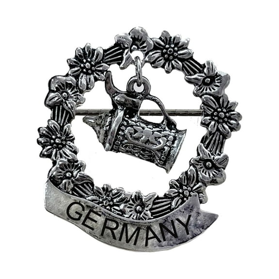 Oktoberfest Haus High-Quality Metal Hat Pin with German Beer Stein Charm | "Germany" pin Banner Center Attached Beer Mug