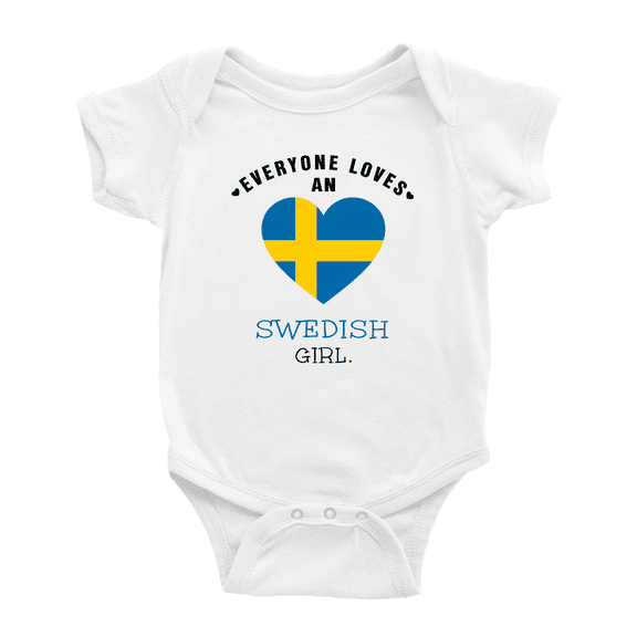 Everyone Loves an Swedish Girl Baby Bodysuit Baby Clothes (White, 3-6 Months)
