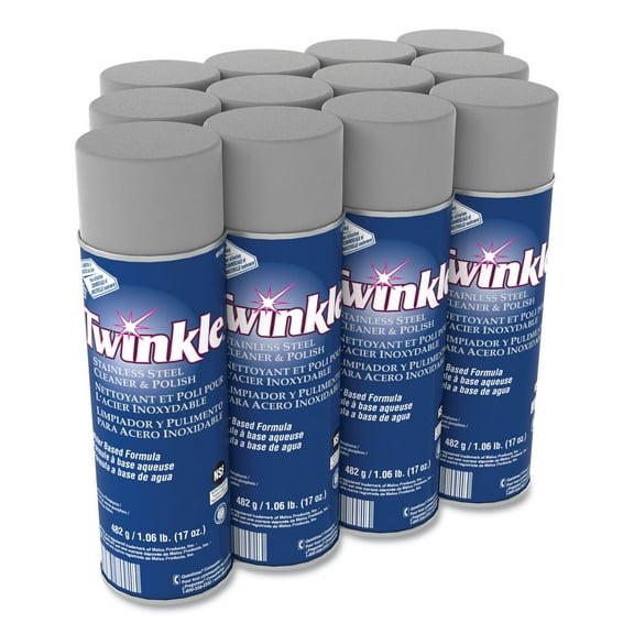 Twinkle Stainless Steel Cleaner and Polish 17 oz Aerosol Spray, 12/Carton
