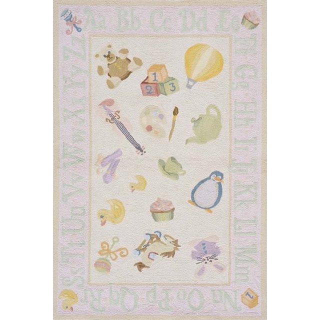 Momeni Lil Mo Classic 5' X 7' Contemporary Hand Hooked Cotton Rug in Soft Pink