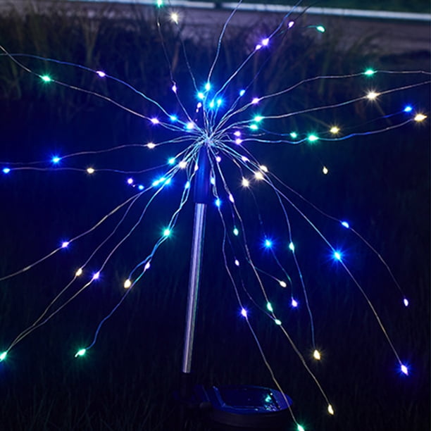 Enchufe de tierra alambre de cobre luz de fuegos artificiales luz solar para jardín al aire libre de Meterk Multicolor/120