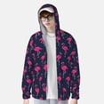 thumbnail image 3 of Pofeuu Cute Flamingo Print Sun Protection Outdoor Lightweight Full Zip UV Cooling Hoodie Long Sleeve Summer Clothing for Outdoor Hiking-Large, 3 of 5
