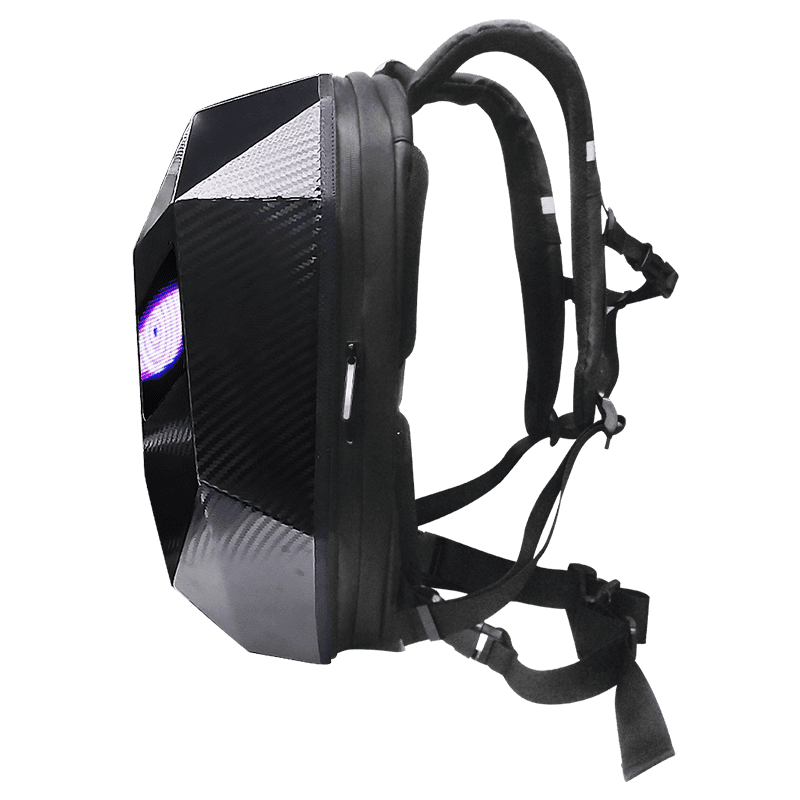19" LED Backpack, Animated Digital Motorcycle Backpack with Programmable Moving Eyes, DIY Graffiti, Perfect Tech Gear