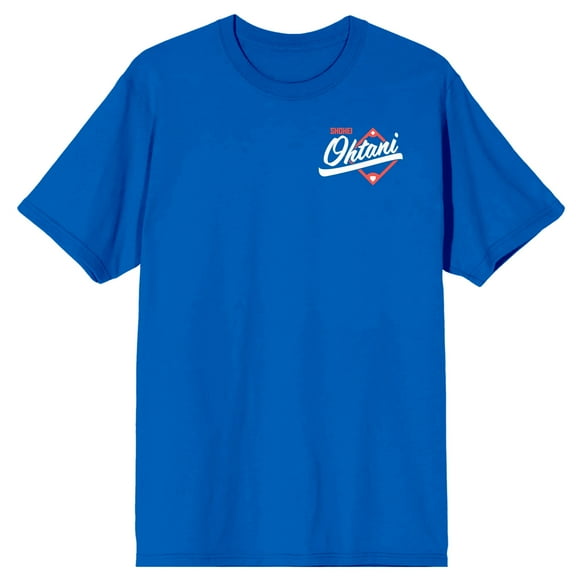 Shohei Ohtani Baseball, Sports, Game, Ball and Base, Japanese Professional Pitcher and Designated Hitter for the Los Angeles Dodger, Shotime, number 17 on Royal Adult T-Shirt-3XL