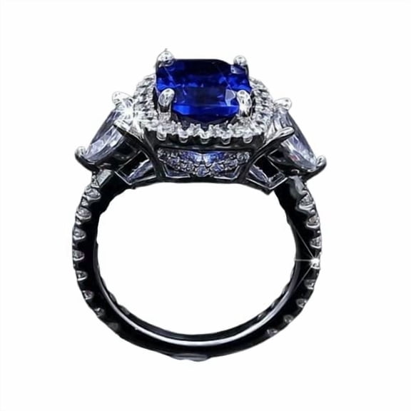 HeartsAndYou 4.5ct Natural Blue Sapphire Royal Ice Engagement Ring 100% 14k SOLID White Gold