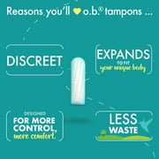 o.b. Tampons No Applicator, Unscented - 40ct (18ct Regular/12ct Super/10ct Super Plus)