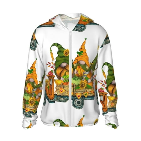 Sigee Thanksgiving Truck Print UPF50+ Men s Sun Protection Hoodie Shirt SPF UV Shirt Long Sleeve Fishing Outdoor Lightweight S-3XL