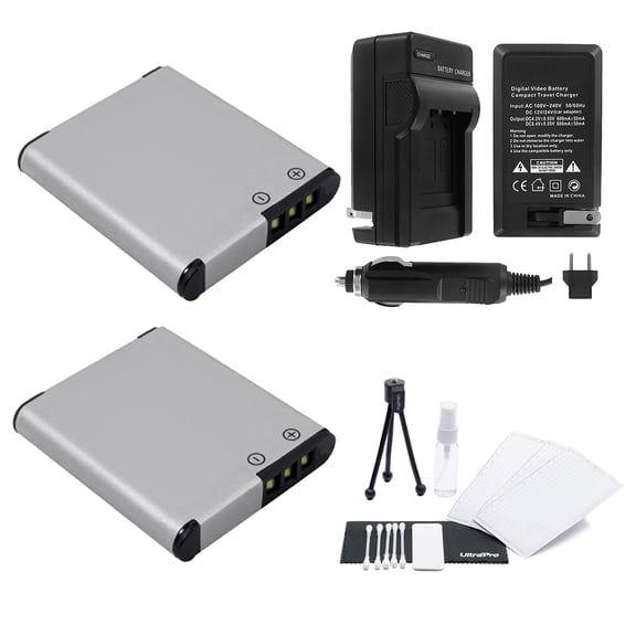 D-LI92 Battery 2-Pack Bundle with Rapid Travel Charger and UltraPro Accessory Kit for Select Pentax Cameras Including Optio I-10, WG-1, WG-2, WG-3, and WG-10