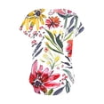 thumbnail image 4 of ChaoHeng Ladies Tops Plus Size Summer Tops Short Sleeve Womens Tops Women's Loose Casual Printed Pleated Button Short Sleeved V-Neck Top/Shirt, 4 of 4