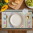 thumbnail image 4 of Bunny Gnomes Easter Placemats Set of 6, Eggs Sage Green Checkered Farmhouse Placemats for Dining Table, Place Mats for Kitchen Tabletop, Waterproof Wipeable Dining Table Mats Set, 4 of 9