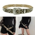 thumbnail image 2 of 2000s Fashion Print Belt for Casual Party with Rhinestones Pin Buckle Belt for Jeans Pants Fashion Decorative Waistband, 2 of 9