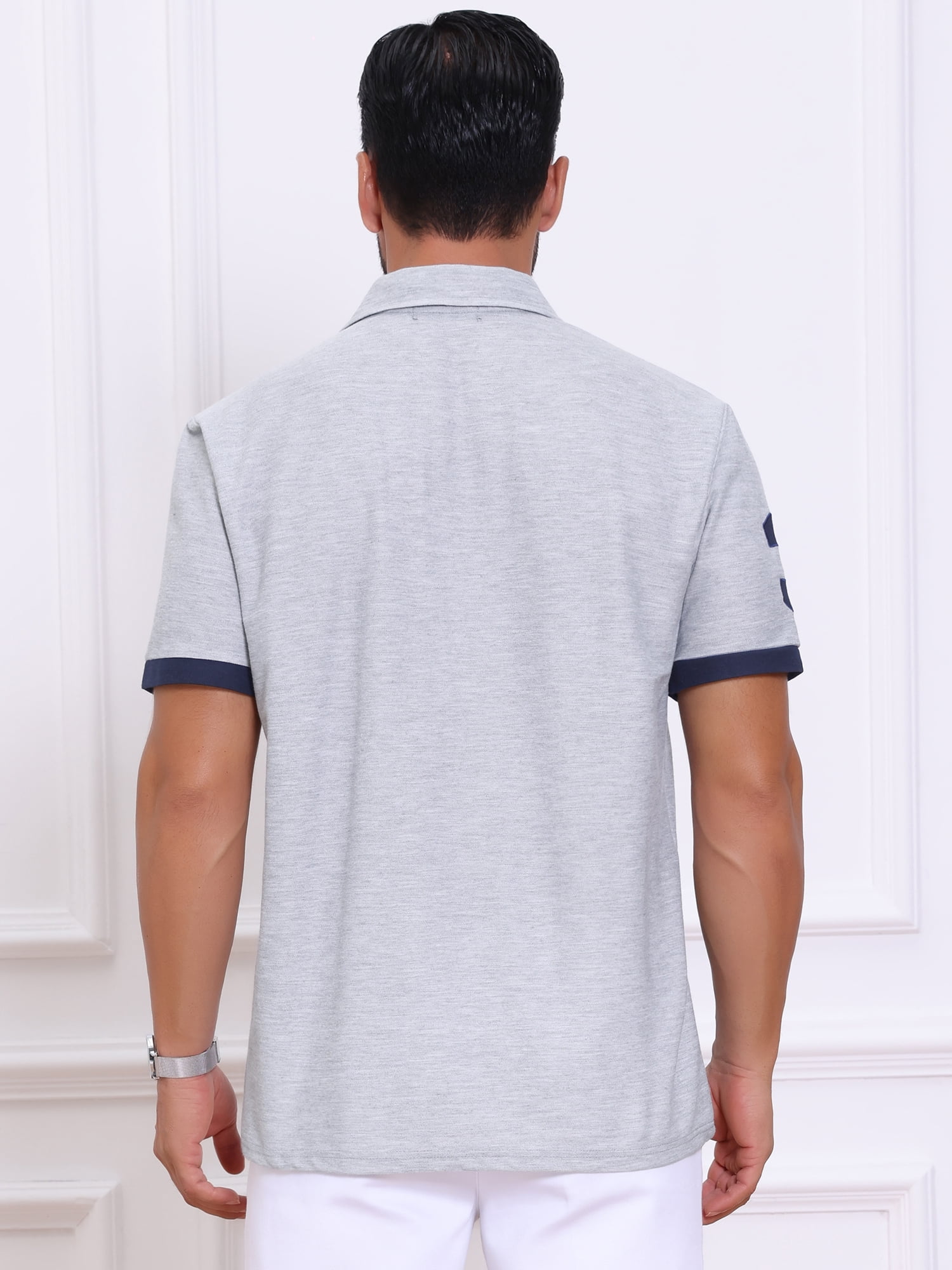 DARING DIVA Men's Pique Contrast Color Short Sleeve Golf Polo Shirts XL Gray