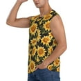 thumbnail image 3 of Xecao Vintage Black Plaid Sunflower Print Men's Tank Top: Sleek Sleeveless Tee for Casual Sports and Beach Occasions-Small, 3 of 7