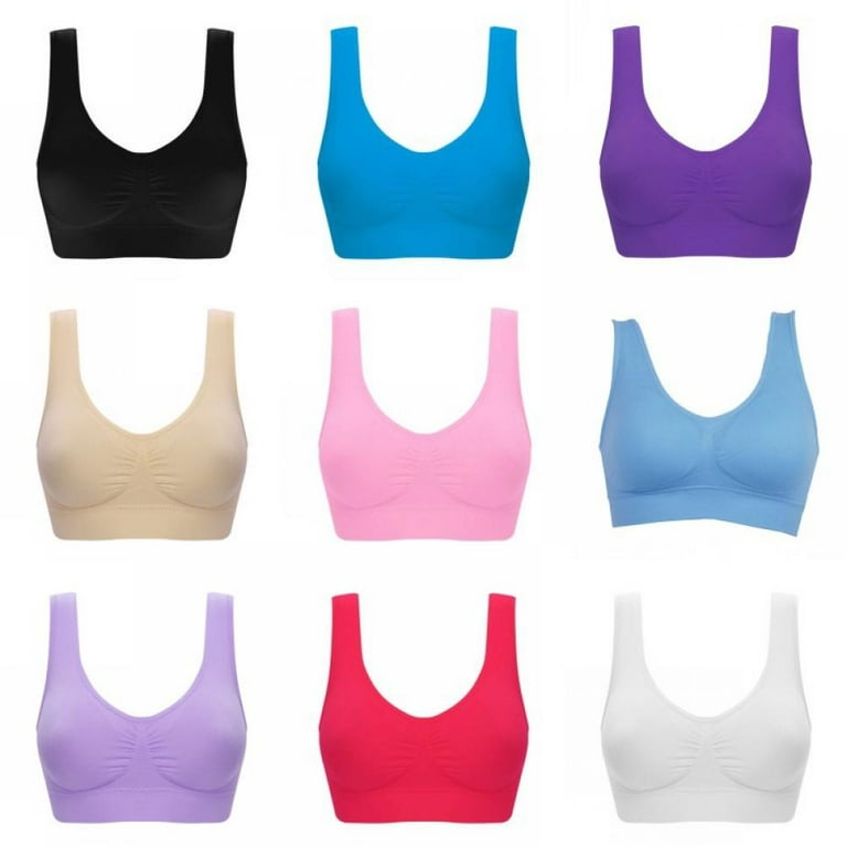 Sports Bra Size S-6XL Outdoor Underwear Women Seamless Bra Solid Fitness  Bras Yoga Tops Soft Cup Lovely Young 3pcs Red&Blue&Purple 