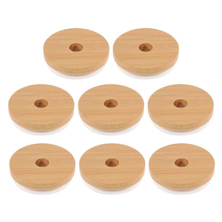 HEALEEP Can Straw Lids Mason Jar Lids Khaki Silicone Gasket 8Pcs