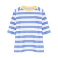 thumbnail image 3 of Women's 3/4 Sleeve Tops 2026 Trendy Striped Color Block Crew Neck Shirts Dressy Casual Loose Fit Basic Blouses, 3 of 4