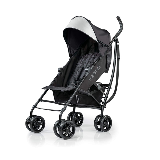 Summer Infant 3Dlite Convenience Stroller, Jet Blue - Lightweight Stroller with Aluminum Frame, Large Seat Area, 4 Position Recline, Extra Large Storage Basket - Infant Stroller for Travel and More
