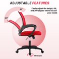 thumbnail image 5 of CL.HPAHKL Mesh Office Chair with Wheels, Adjustable Ergonomic Computer Desk Chair with Lumbar Support & Armrest, Comfortable Swivel Rolling Chair for Home Office Work Study, 2 Pack, Red, 5 of 7