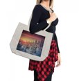 thumbnail image 2 of Winter Shopping Bag, Snowy Landscape at Gloomy Sunrise Scenery in Mountain Forest Serene Nature Photo, Eco-Friendly Reusable Bag for Groceries Beach and More, 15.5" X 14.5", Cream, by Ambesonne, 2 of 2
