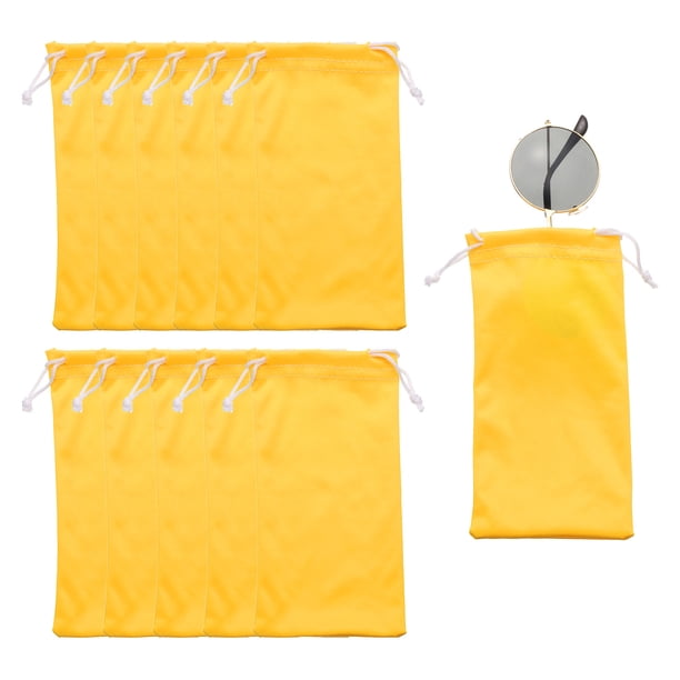12 Piezas Fundas de Microfibra para Gafas 7" x 3.5" Funda para Gafas de Sol Portátil con Cordón para Teléfono Móvil (Amarillo)