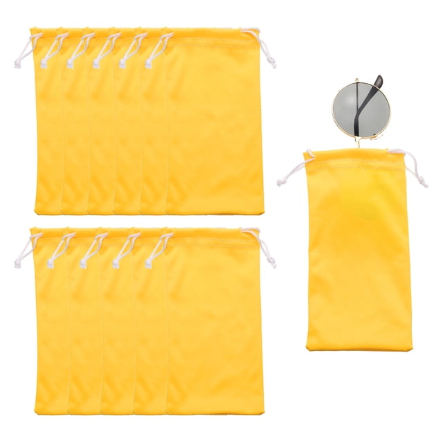 12 Piezas Fundas de Microfibra para Gafas 7" x 3.5" Funda para Gafas de Sol Portátil con Cordón para Teléfono Móvil (Amarillo)