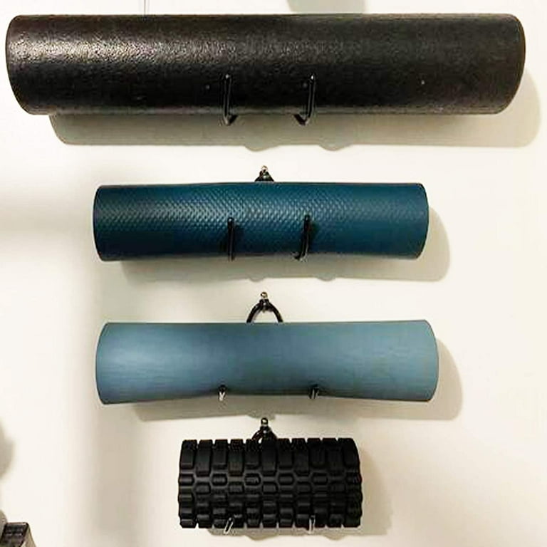 Yoga Mat Foam Rollers Wall Rack Wall Storage Mount Wall Holder Storage Shelf  for Foam Rollers and Yoga Mat / Sports Sweat Towel, Up to 20Lbs - No Mat -  Upgrade - 4/PK 