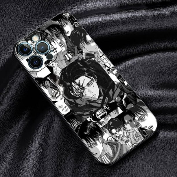 Funda de teléfono de Anime Titan Levi Ackermans para iphone 14 12 Pro 13 Mini 11 Pro Max XS X XR 6 6s 7 8 14 Plus SE 5 5s, carcasa negra Fivean unisex