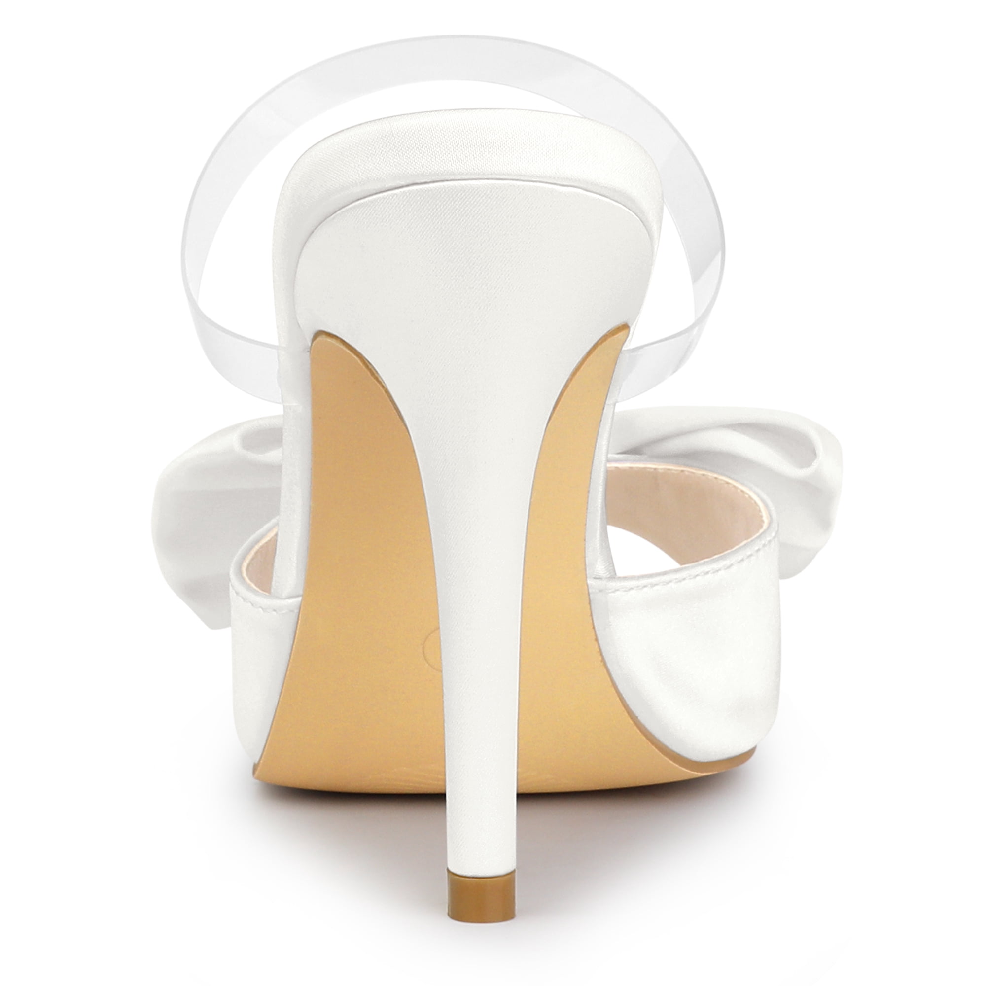 DARING DIVA Women's Bow Sandal Stiletto Heels Mules Black Heel Sandals White 6.5